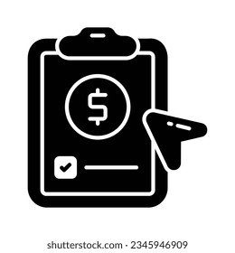 Dólar en la página que representa el vector de concepto del documento financiero, listo para usar el icono