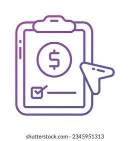 Dollar on page depicting concept vector of financial document, ready to use icon