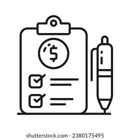 Dollar on page depicting concept vector of financial document, ready to use icon