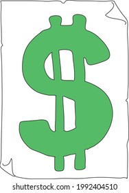 Dólar sobre el papel sobre fondo blanco aislado 