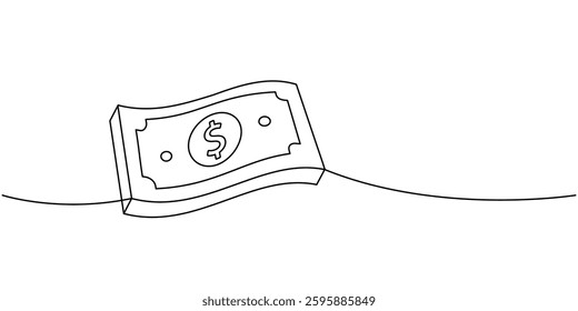 Dollar one line continuous drawing. Money investment and online payment service. Vector illustration.