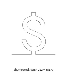 Símbolo de dibujo de una línea de dólar. Vector aislado en blanco.