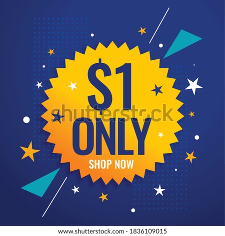 dollar one only sale banner for shopping