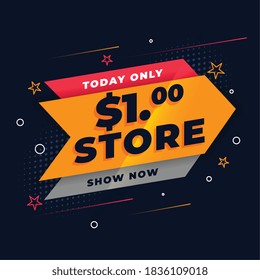 dollar one store promotional banner design template