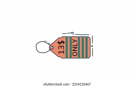$-Dollar-Nur-Gutschein-Zeichen oder Rabatt-Etikett oder Gutschein-Geld-sparende Etikett, Vektorgrafik-Stempel mit fantastischer Schriftart auf orangefarbenem Hintergrund mit grünem Streifen und einzigartiges Design