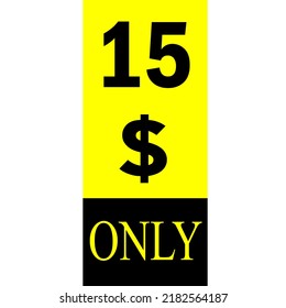 $ Dollar-Nur Coupon-Zeichen oder Etikett oder Rabatt-Gutschein Geld sparend Etikett, Stempel Vektorgrafik mit fantastischer Schriftart auf gelbem Hintergrund