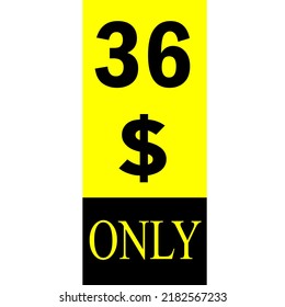 $ Dollar Only Coupon sign or Label or discount voucher Money Saving label, stamp Vector Illustration with fantastic font on yellow background