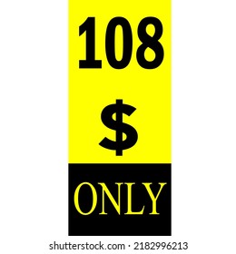 $ Dollar Only Coupon sign or Label or discount voucher Money Saving label, stamp Vector Illustration with fantastic font on yellow background
