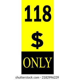 $ Dollar Only Coupon sign or Label or discount voucher Money Saving label, stamp Vector Illustration with fantastic font on yellow background
