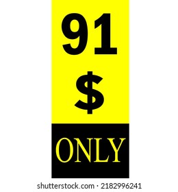 $ Dollar-Nur Coupon-Zeichen oder Etikett oder Rabatt-Gutschein Geld sparend Etikett, Stempel Vektorgrafik mit fantastischer Schriftart auf gelbem Hintergrund
