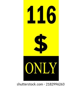 $ Dollar Only Coupon sign or Label or discount voucher Money Saving label, stamp Vector Illustration with fantastic font on yellow background
