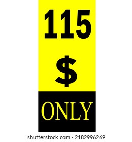 $ Dollar Only Coupon sign or Label or discount voucher Money Saving label, stamp Vector Illustration with fantastic font on yellow background
