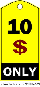 Signo o etiqueta de cupón de $ Dollar Only o cupón de descuento Etiqueta de ahorro de dinero, Diseño de vectores de ilustración de sello con fuente de color rojo, blanco y negro sobre fondo amarillo y negro