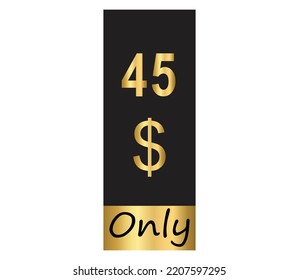 Cartel de cupón de $ Dólar Solo Cartón de cupón o Etiqueta de descuento de ahorro de dinero Etiqueta de vectores de sellado Ilustración con fantástico tipo de letra dorado sobre fondo negro