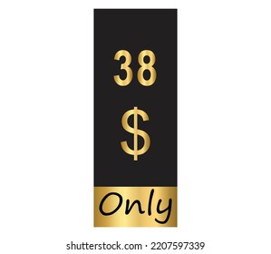 Cartel de cupón de $ Dólar Solo Cartón de cupón o Etiqueta de descuento de ahorro de dinero Etiqueta de vectores de sellado Ilustración con fantástico tipo de letra dorado sobre fondo negro
