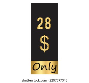 Cartel de cupón de $ Dólar Solo Cartón de cupón o Etiqueta de descuento de ahorro de dinero Etiqueta de vectores de sellado Ilustración con fantástico tipo de letra dorado sobre fondo negro