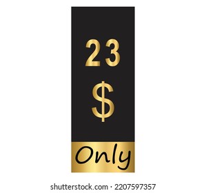 Cartel de cupón de $ Dólar Solo Cartón de cupón o Etiqueta de descuento de ahorro de dinero Etiqueta de vectores de sellado Ilustración con fantástico tipo de letra dorado sobre fondo negro
