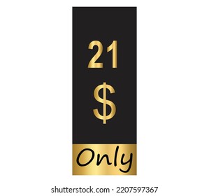 Cartel de cupón de $ Dólar Solo Cartón de cupón o Etiqueta de descuento de ahorro de dinero Etiqueta de vectores de sellado Ilustración con fantástico tipo de letra dorado sobre fondo negro