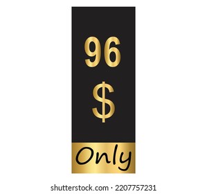Cartel de cupón de $ Dólar Solo Cartón de cupón o Etiqueta de descuento de ahorro de dinero Etiqueta de vectores de sellado Ilustración con fantástico tipo de letra dorado sobre fondo negro