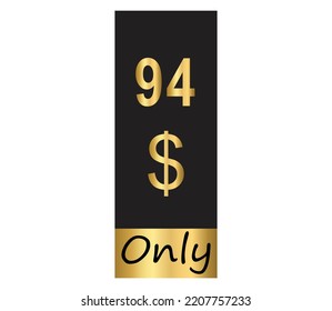 Cartel de cupón de $ Dólar Solo Cartón de cupón o Etiqueta de descuento de ahorro de dinero Etiqueta de vectores de sellado Ilustración con fantástico tipo de letra dorado sobre fondo negro