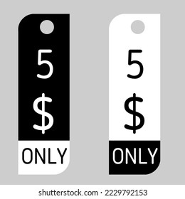 Cartel de cupón de $ Dólar Solo Cartón de cupón o Etiqueta de descuento de ahorro de dinero, sello Vector Ilustración con negro blanco o negro