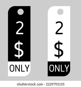 $ Dollar-Nur Coupon-Zeichen oder Etikett oder Rabattgutschein Money Sparen Etikett, Stempel Vektorgrafik mit schwarz-weiß oder weiß schwarz