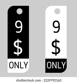 $ Dollar Only Coupon sign or Label or discount voucher Money Saving label, stamp Vector Illustration with black white or white black