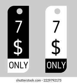 $ Dollar Only Coupon sign or Label or discount voucher Money Saving label, stamp Vector Illustration with black white or white black