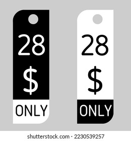 Cartel de cupón de $ Dólar Solo Cartón de cupón o Etiqueta de descuento de ahorro de dinero, sello Vector Ilustración con negro blanco o negro