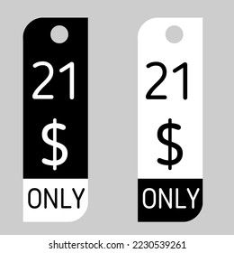 $ Dollar-Nur Coupon-Zeichen oder Etikett oder Rabattgutschein Money Sparen Etikett, Stempel Vektorgrafik mit schwarz-weiß oder weiß schwarz