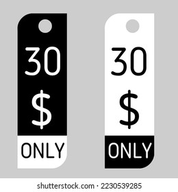 $ Dollar-Nur Coupon-Zeichen oder Etikett oder Rabattgutschein Money Sparen Etikett, Stempel Vektorgrafik mit schwarz-weiß oder weiß schwarz
