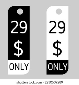 Cartel de cupón de $ Dólar Solo Cartón de cupón o Etiqueta de descuento de ahorro de dinero, sello Vector Ilustración con negro blanco o negro
