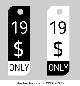 $ Dollar Only Coupon sign or Label or discount voucher Money Saving label, stamp Vector Illustration with black white or white black