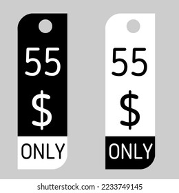 $ Dollar Only Coupon sign or Label or discount voucher Money Saving label, stamp Vector Illustration with black white or white black