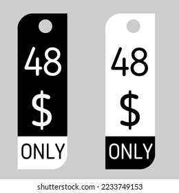 Cartel de cupón de $ Dólar Solo Cartón de cupón o Etiqueta de descuento de ahorro de dinero, sello Vector Ilustración con negro blanco o negro