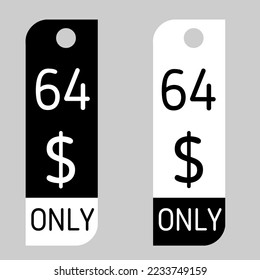Cartel de cupón de $ Dólar Solo Cartón de cupón o Etiqueta de descuento de ahorro de dinero, sello Vector Ilustración con negro blanco o negro