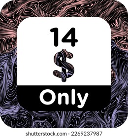 Cartel de cupón o vale de etiqueta o descuento de $ Dólar Solo etiqueta de ahorro de dinero, sello Vector Ilustración con una fuente fantástica en las escrituras abstractas de fondo
