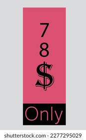 Nur-Dollar-Coupon-Zeichen oder Label- oder Rabattgutschein-Money-sparendes Etikett, Vektorgrafik mit fantastischer Schriftart auf gelbem Hintergrund 
