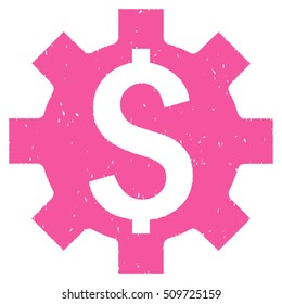 Dollar Options grainy textured icon for overlay watermark stamps. Flat symbol with unclean texture. Dotted vector pink ink rubber seal stamp with grunge design on a white background.