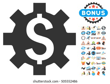 Dollar Options icon with bonus 2017 new year icon set. Vector illustration style is flat iconic symbols,modern colors.