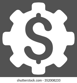 Dollar Options vector icon. Style is flat symbol, white color, rounded angles, gray background.