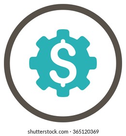 Dollar Options vector icon. Style is bicolor flat circled symbol, grey and cyan colors, rounded angles, white background.