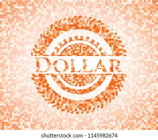 Dollar orange mosaic emblem with background