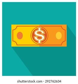 dollar orange vector money icon illustration business on blue