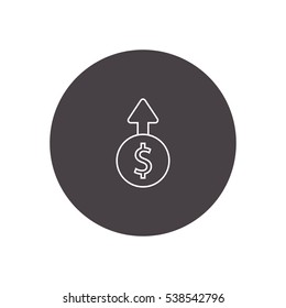 dollar up outline icon vector sign symbol illustration, can be used for web and mobile desgn