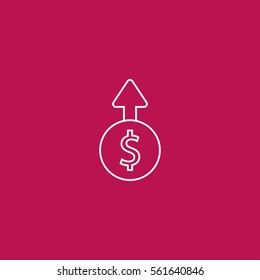 dollar up outline icon vector sign symbol illustration, can be used for web and mobile desgn.