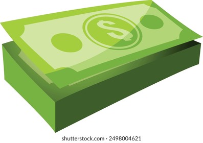 Dollar pack cartoon icon. Green money bills