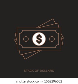 Dollar pack icon, on brown background