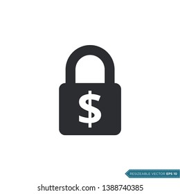 dollar Padlock Money Sign Icon Vector Template Flat Design
