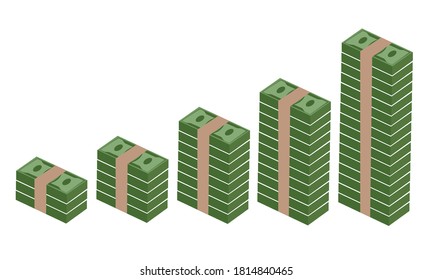 Dollar paper banknote icon in flat style. Vector illustration isolated on white background. Website page and mobile app design
